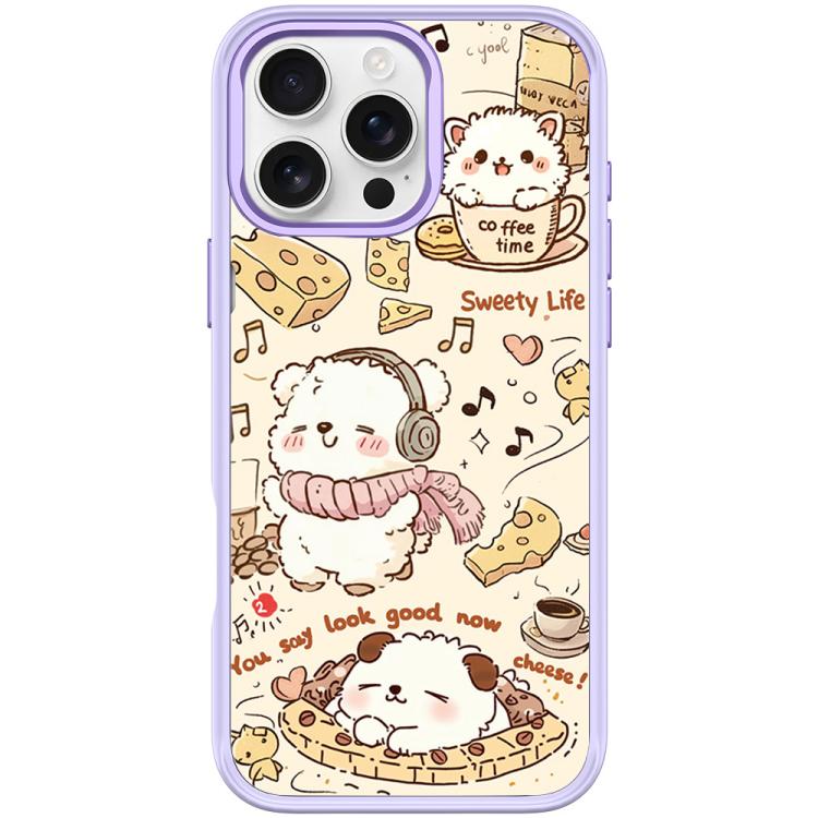 For iPhone 16 Pro Max Adorable Coffee Cat Pattern Magnetic Phone Case