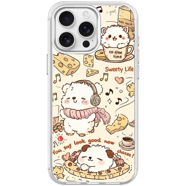 For iPhone 15 Pro Max Adorable Coffee Cat Pattern Magnetic Phone Case