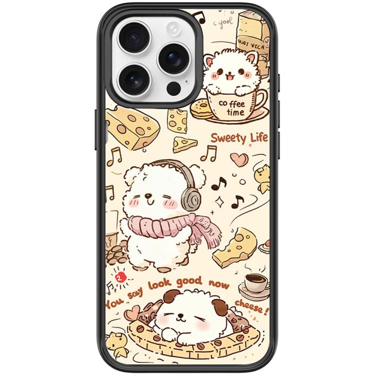 For iPhone 15 Pro Adorable Coffee Cat Pattern Magnetic Phone Case