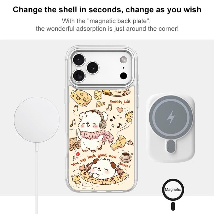 For iPhone 16 Plus Adorable Coffee Cat Pattern Magnetic Phone Case