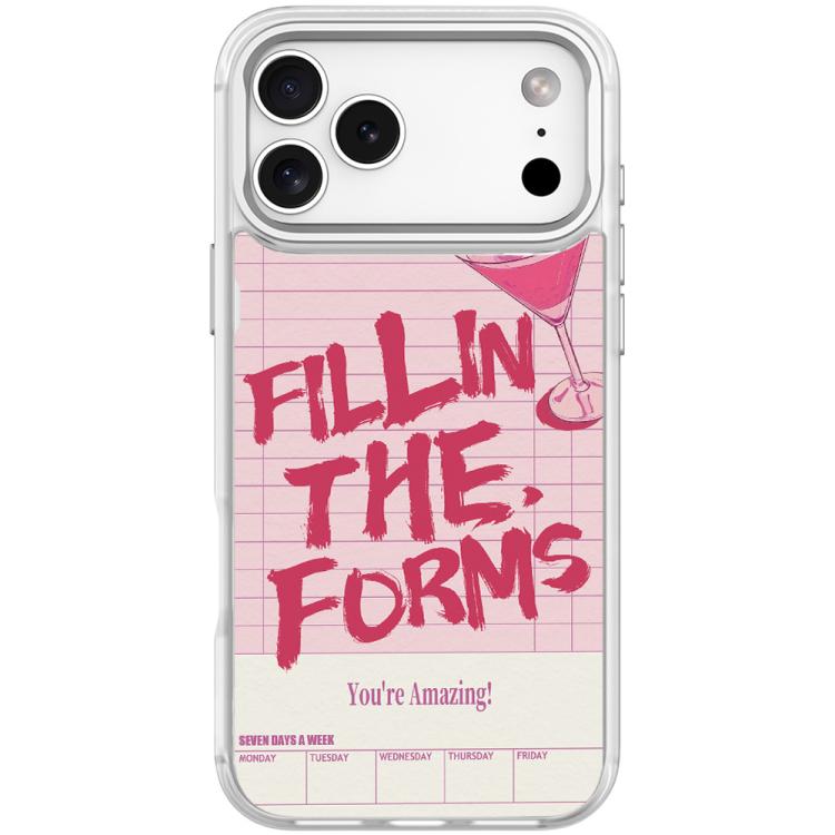 For iPhone 17 Pro Max Cocktail and Text Pattern Magnetic Phone Case