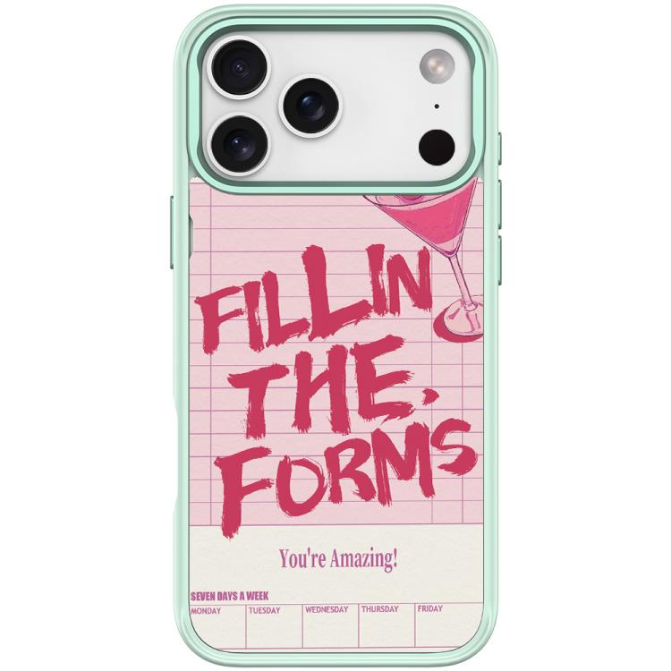 For iPhone 17 Pro Max Cocktail and Text Pattern Magnetic Phone Case