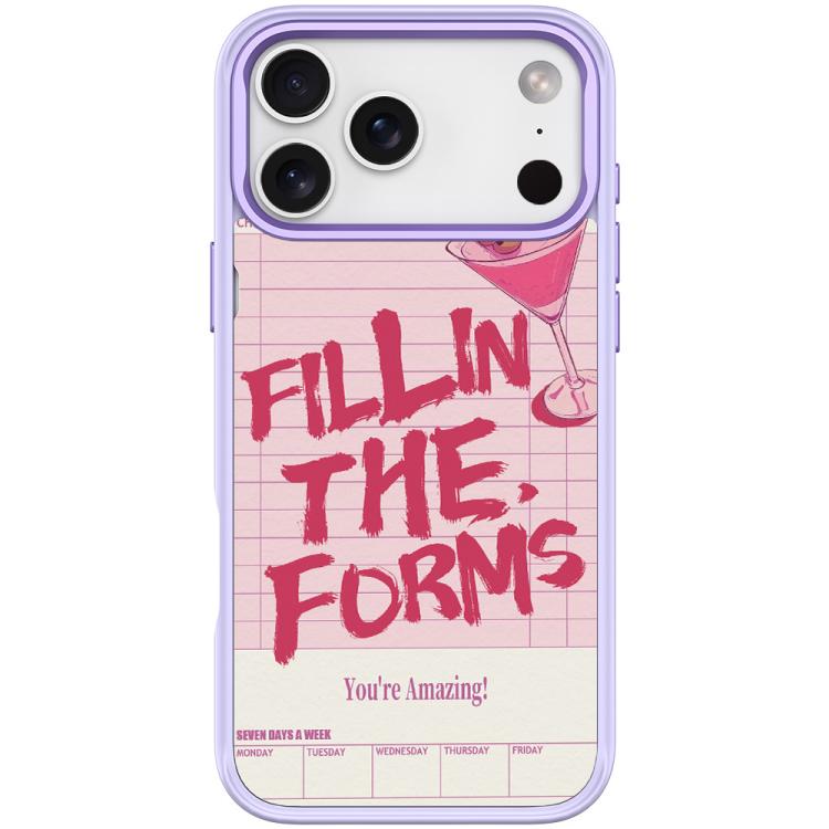 For iPhone 17 Pro Max Cocktail and Text Pattern Magnetic Phone Case