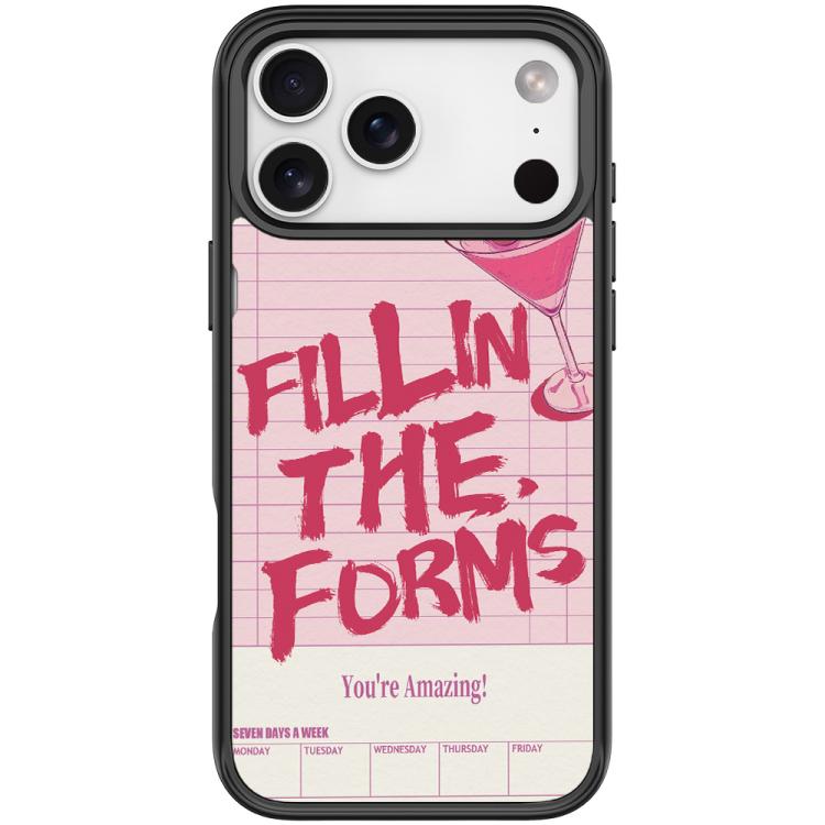 For iPhone 17 Pro Cocktail and Text Pattern Magnetic Phone Case