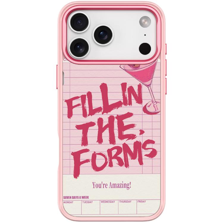 For iPhone 17 Pro Cocktail and Text Pattern Magnetic Phone Case
