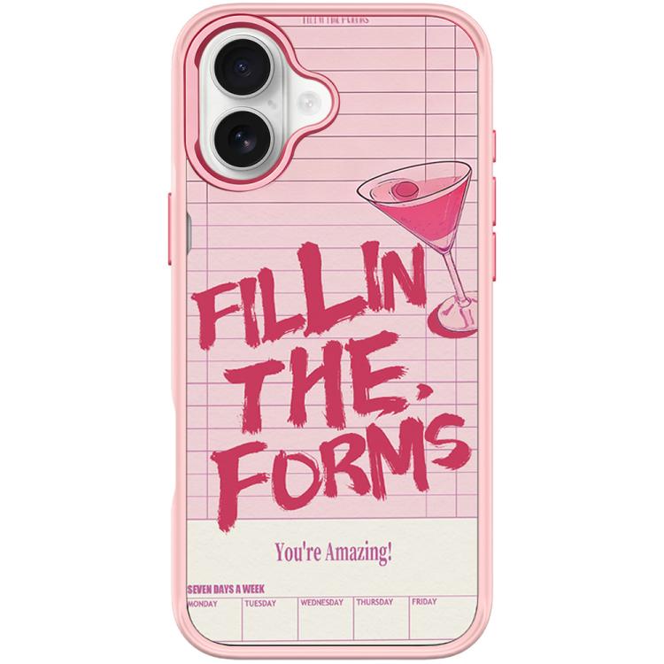 For iPhone 17 Cocktail and Text Pattern Magnetic Phone Case