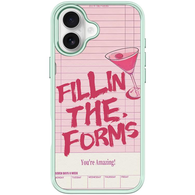 For iPhone 17 Cocktail and Text Pattern Magnetic Phone Case
