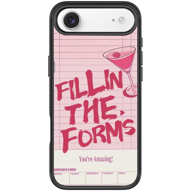 For iPhone Air Cocktail and Text Pattern Magnetic Phone Case