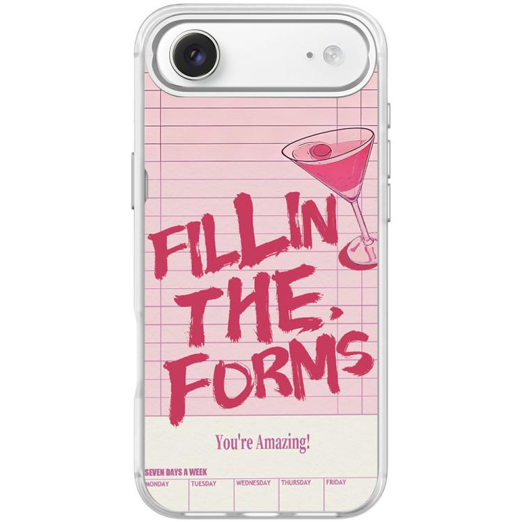 For iPhone Air Cocktail and Text Pattern Magnetic Phone Case
