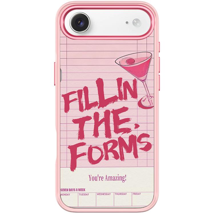 For iPhone Air Cocktail and Text Pattern Magnetic Phone Case