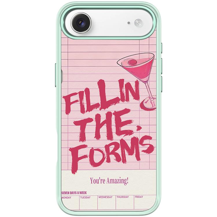 For iPhone Air Cocktail and Text Pattern Magnetic Phone Case