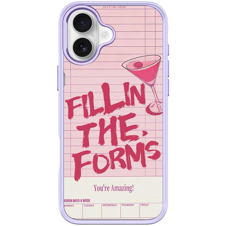For iPhone 16 Plus Cocktail and Text Pattern Magnetic Phone Case
