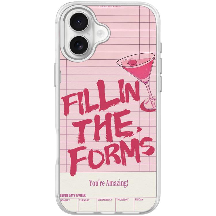 For iPhone 16 Cocktail and Text Pattern Magnetic Phone Case