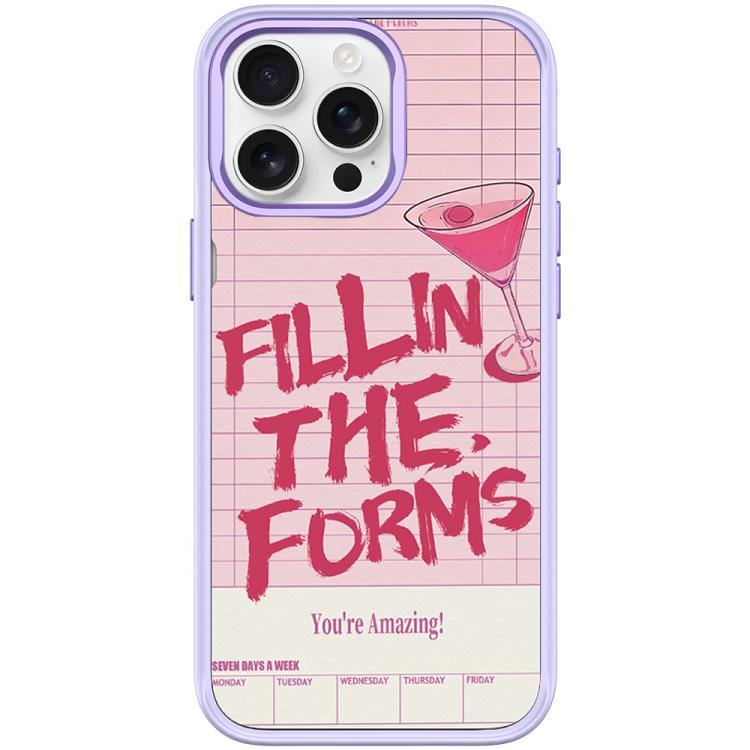 For iPhone 15 Pro Cocktail and Text Pattern Magnetic Phone Case