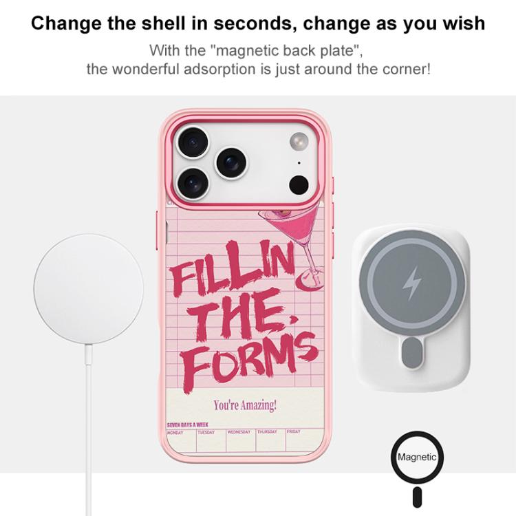For iPhone 17 Pro Max Cocktail and Text Pattern Magnetic Phone Case