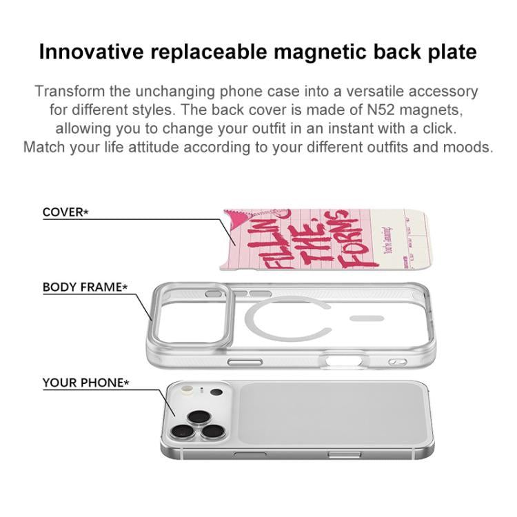 For iPhone 16 Plus Cocktail and Text Pattern Magnetic Phone Case