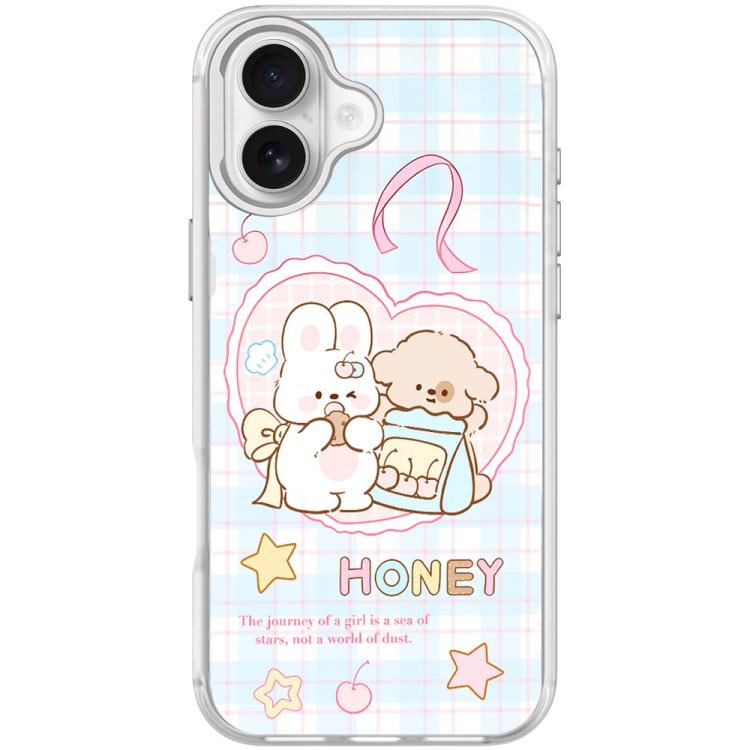 For iPhone 17 Adorable Love Rabbit Pattern Magnetic Phone Case