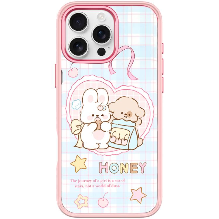 For iPhone 16 Pro Max Adorable Love Rabbit Pattern Magnetic Phone Case