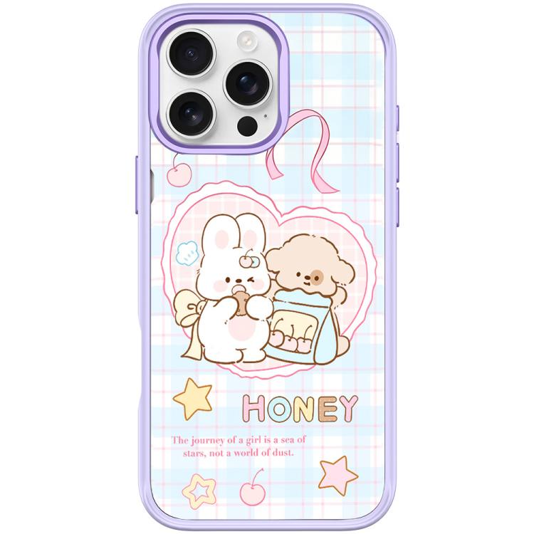 For iPhone 16 Pro Max Adorable Love Rabbit Pattern Magnetic Phone Case