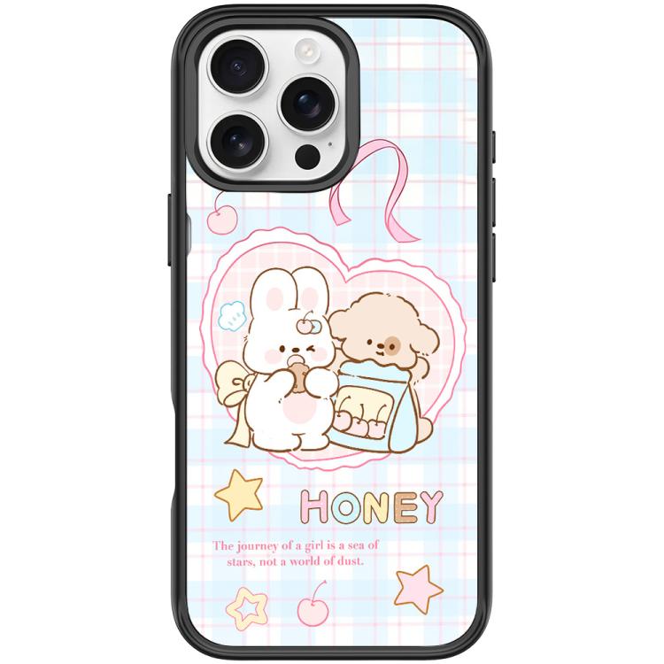 For iPhone 16 Pro Adorable Love Rabbit Pattern Magnetic Phone Case