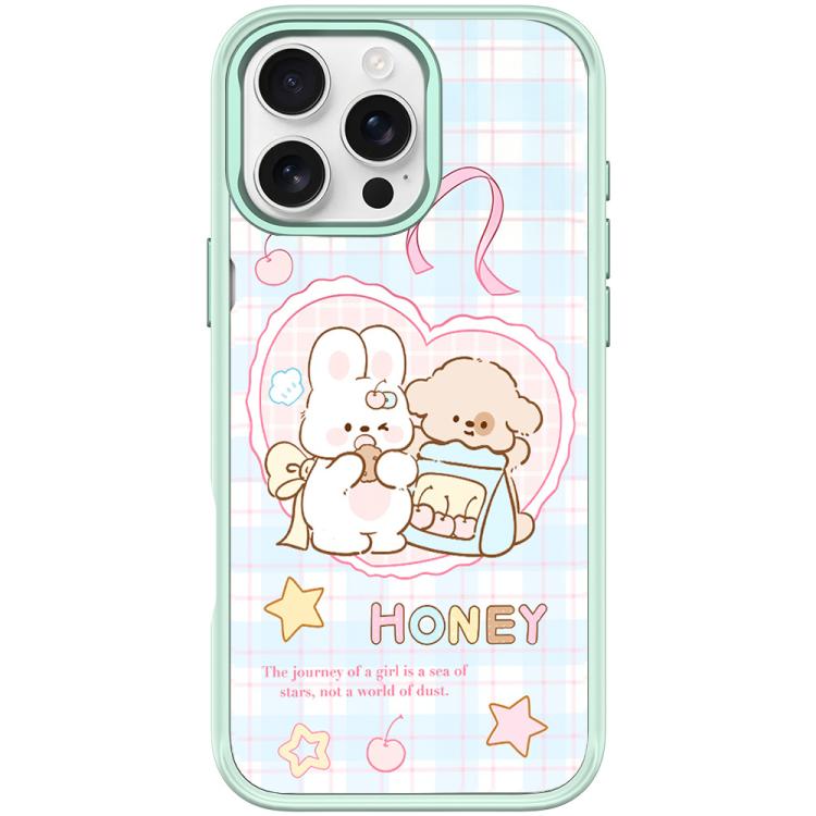 For iPhone 16 Pro Adorable Love Rabbit Pattern Magnetic Phone Case