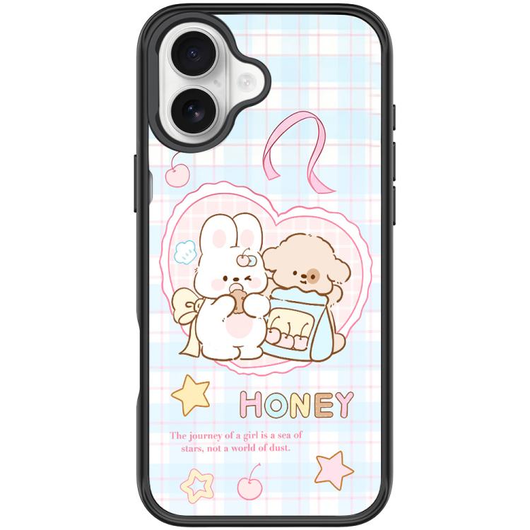 For iPhone 16 Adorable Love Rabbit Pattern Magnetic Phone Case