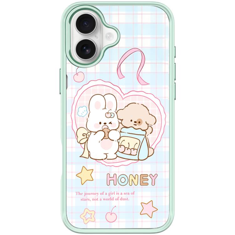 For iPhone 16 Adorable Love Rabbit Pattern Magnetic Phone Case