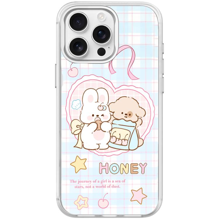 For iPhone 15 Pro Max Adorable Love Rabbit Pattern Magnetic Phone Case