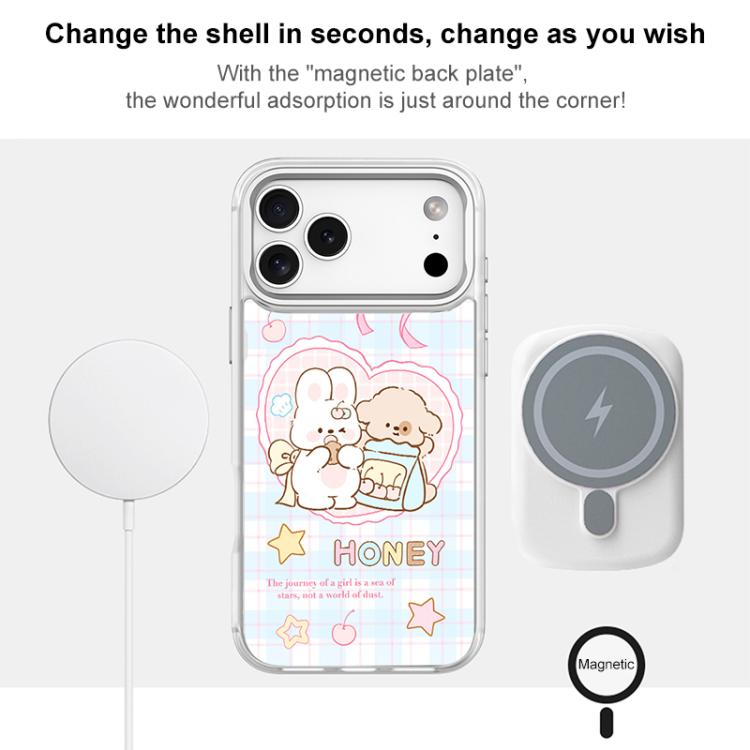For iPhone 16 Pro Max Adorable Love Rabbit Pattern Magnetic Phone Case