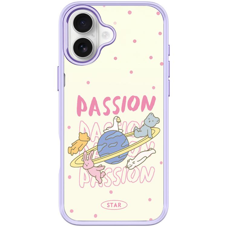 For iPhone 16 Plus White Planet Pattern Magnetic Phone Case