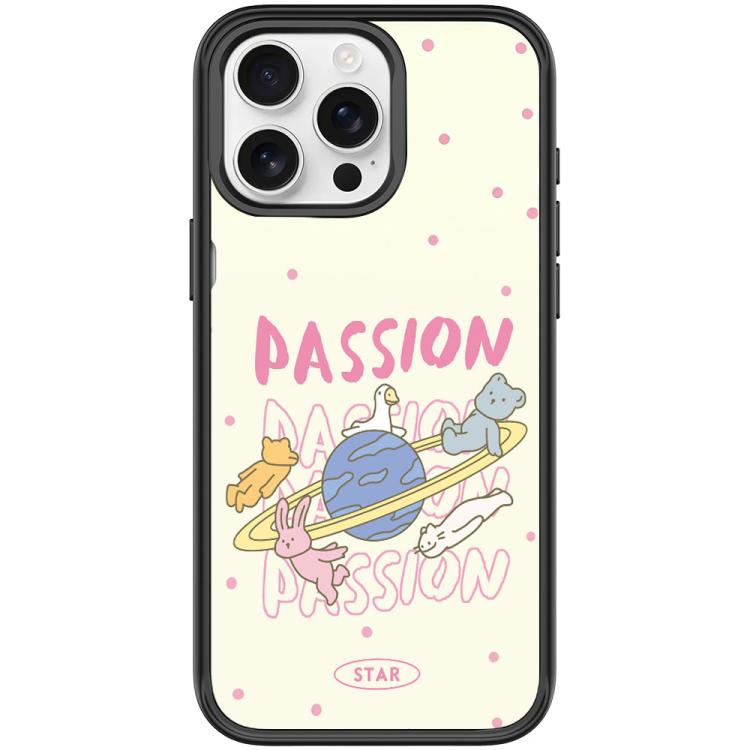 For iPhone 15 Pro Max White Planet Pattern Magnetic Phone Case