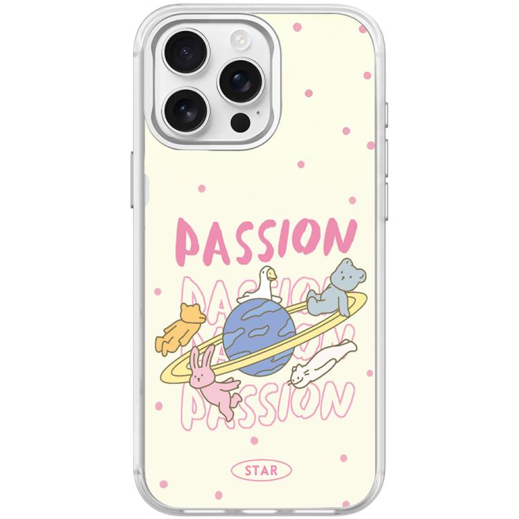 For iPhone 15 Pro White Planet Pattern Magnetic Phone Case