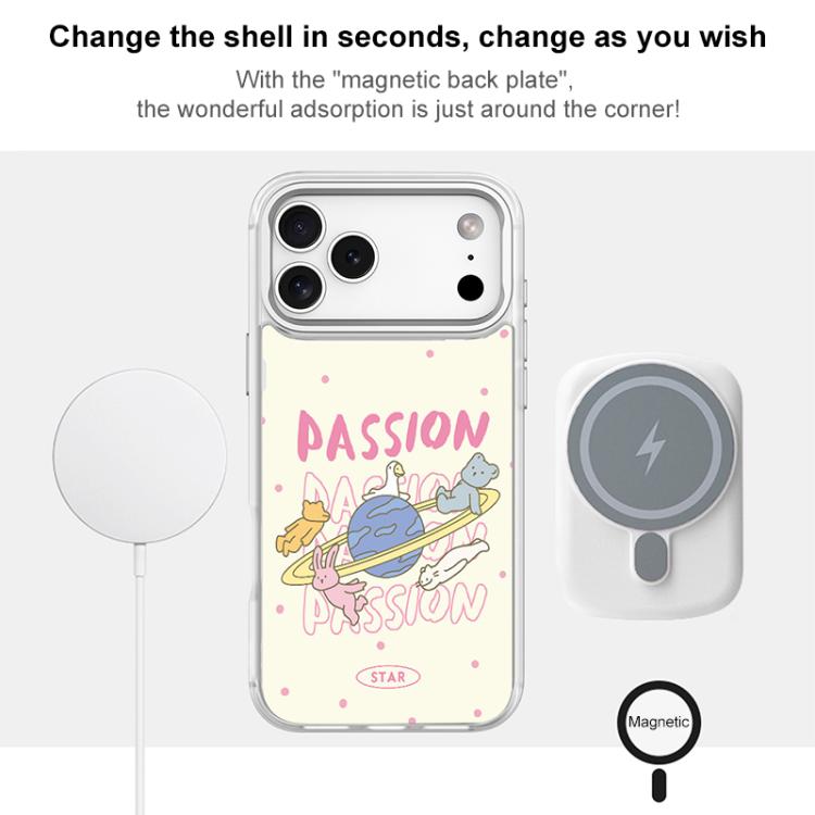 For iPhone 17 White Planet Pattern Magnetic Phone Case
