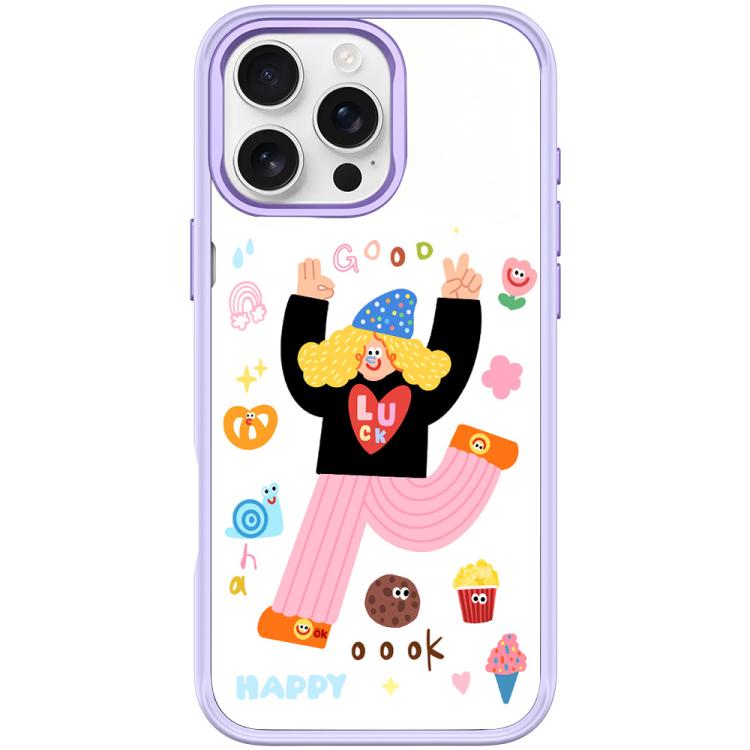 For iPhone 16 Pro Max Little Girl and Good Text Pattern Magnetic Phone Case