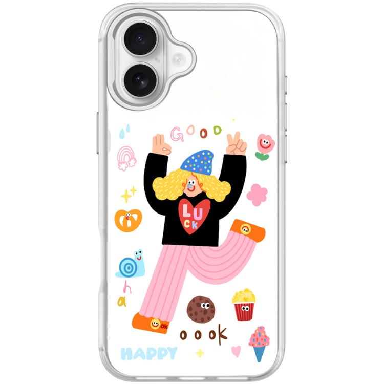 For iPhone 16 Little Girl and Good Text Pattern Magnetic Phone Case