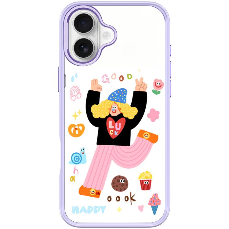 For iPhone 16 Little Girl and Good Text Pattern Magnetic Phone Case
