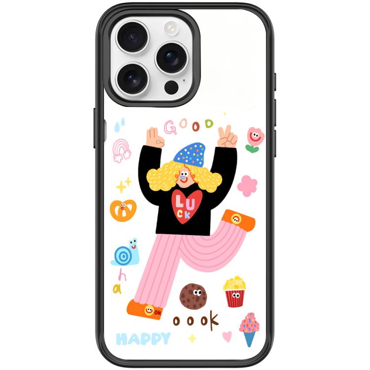 For iPhone 15 Pro Little Girl and Good Text Pattern Magnetic Phone Case