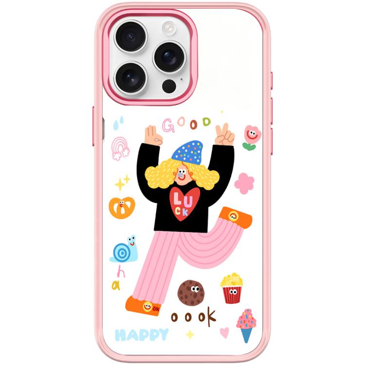 For iPhone 15 Pro Little Girl and Good Text Pattern Magnetic Phone Case