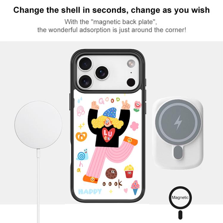 For iPhone 16 Pro Little Girl and Good Text Pattern Magnetic Phone Case