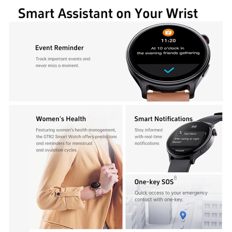 GTR2 1.46 inch Ultra-HD Screen BT Calling Smart Watch, Support Health Monitoring