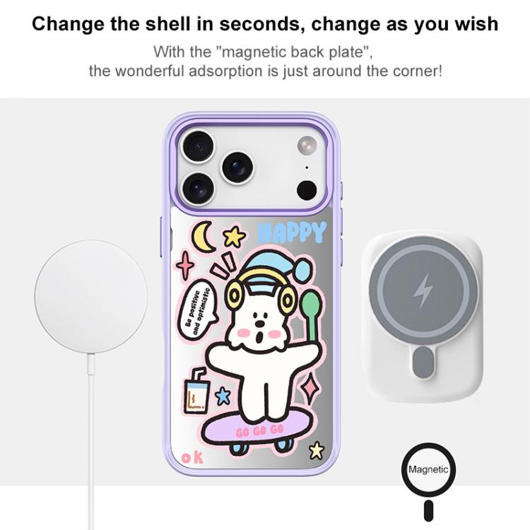 For iPhone 16 Skateboarding Dog Pattern Magnetic Phone Case