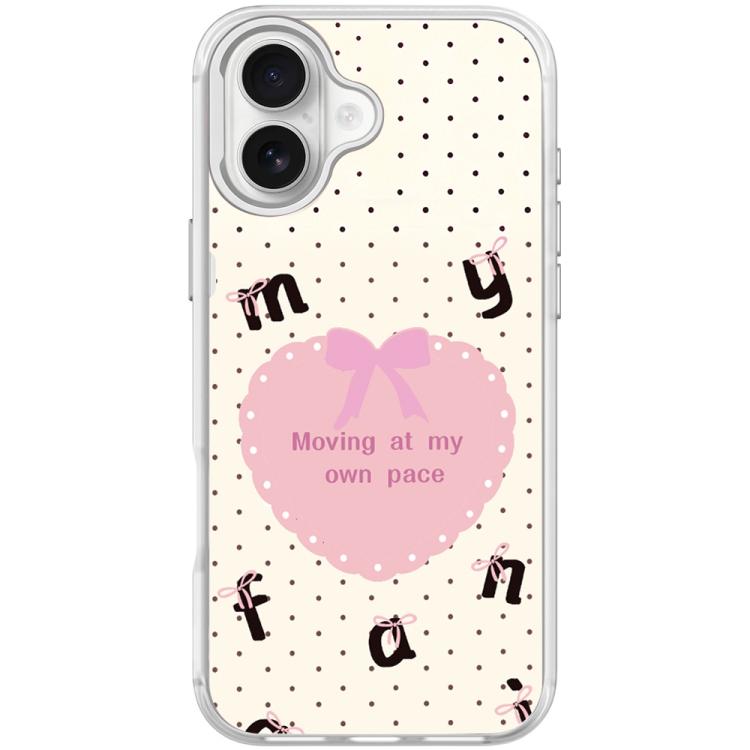For iPhone 17 White Heart Pattern Magnetic Phone Case