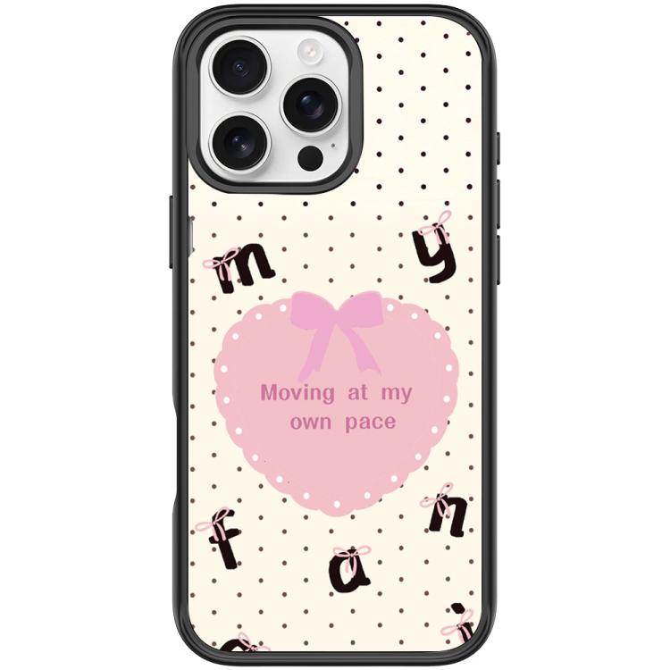 For iPhone 16 Pro White Heart Pattern Magnetic Phone Case