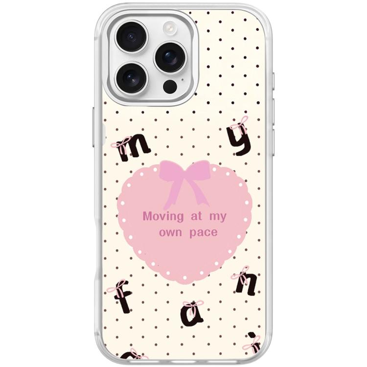 For iPhone 16 Pro White Heart Pattern Magnetic Phone Case