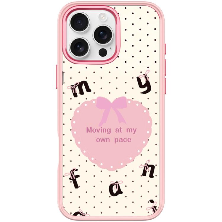 For iPhone 16 Pro White Heart Pattern Magnetic Phone Case