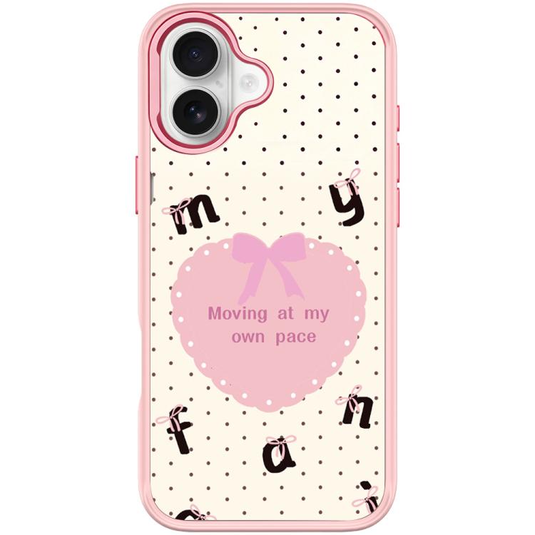 For iPhone 16 Plus White Heart Pattern Magnetic Phone Case