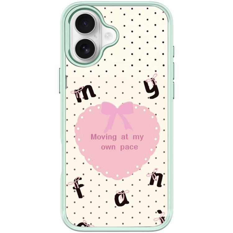 For iPhone 16 Plus White Heart Pattern Magnetic Phone Case
