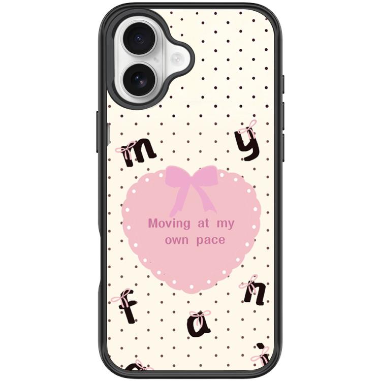 For iPhone 16 White Heart Pattern Magnetic Phone Case