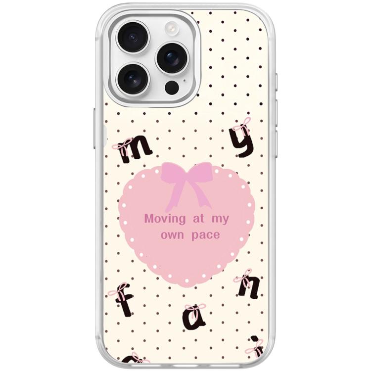 For iPhone 15 Pro Max White Heart Pattern Magnetic Phone Case