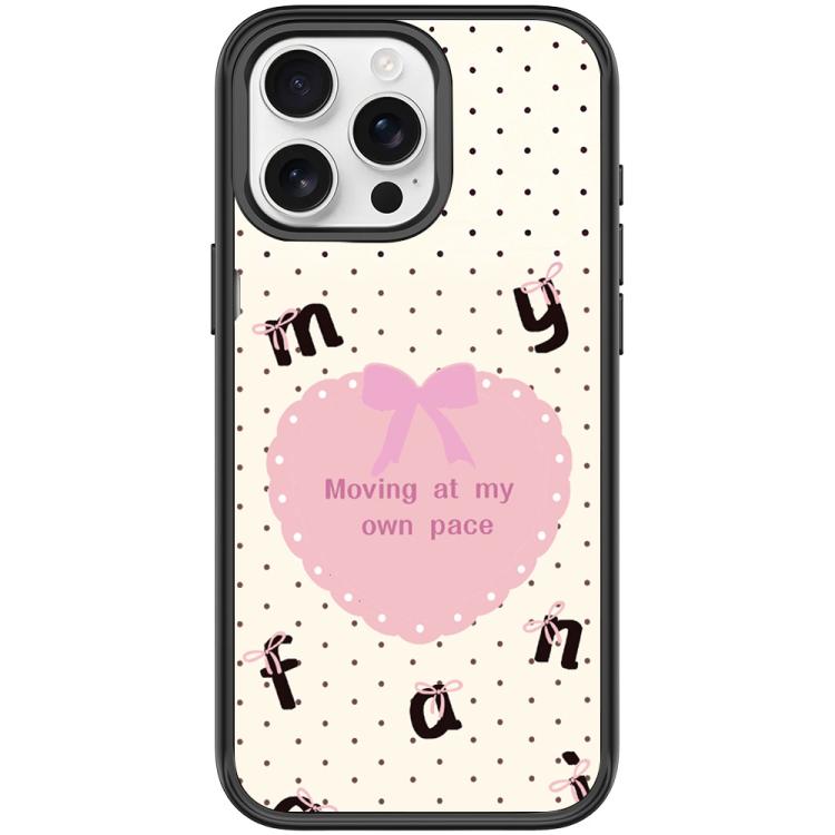 For iPhone 15 Pro White Heart Pattern Magnetic Phone Case